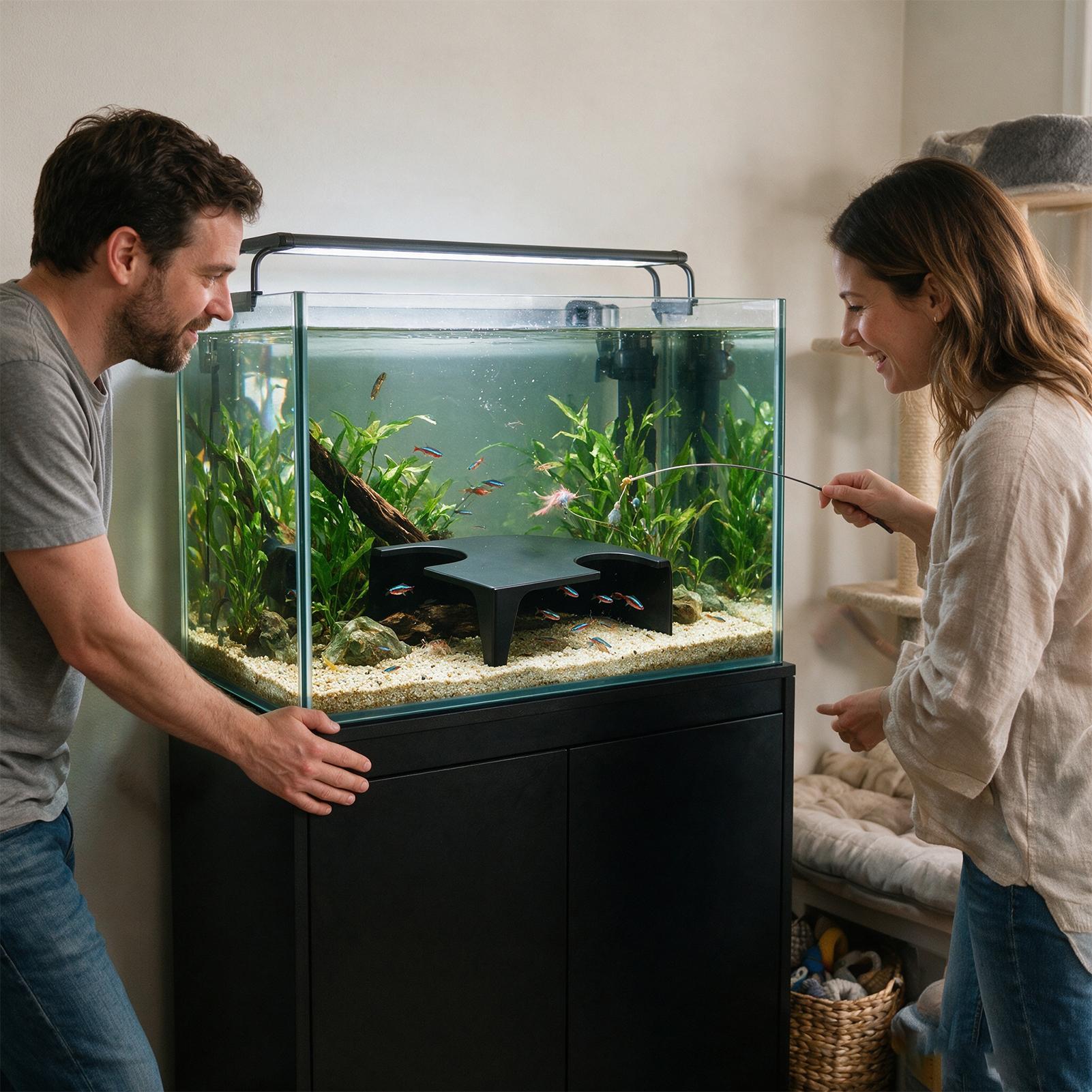 Non Planted Aquarium Fish - Aquarium-Höhlen-Eckdekor, klein, mit doppelter Öffnung, rutschfest,