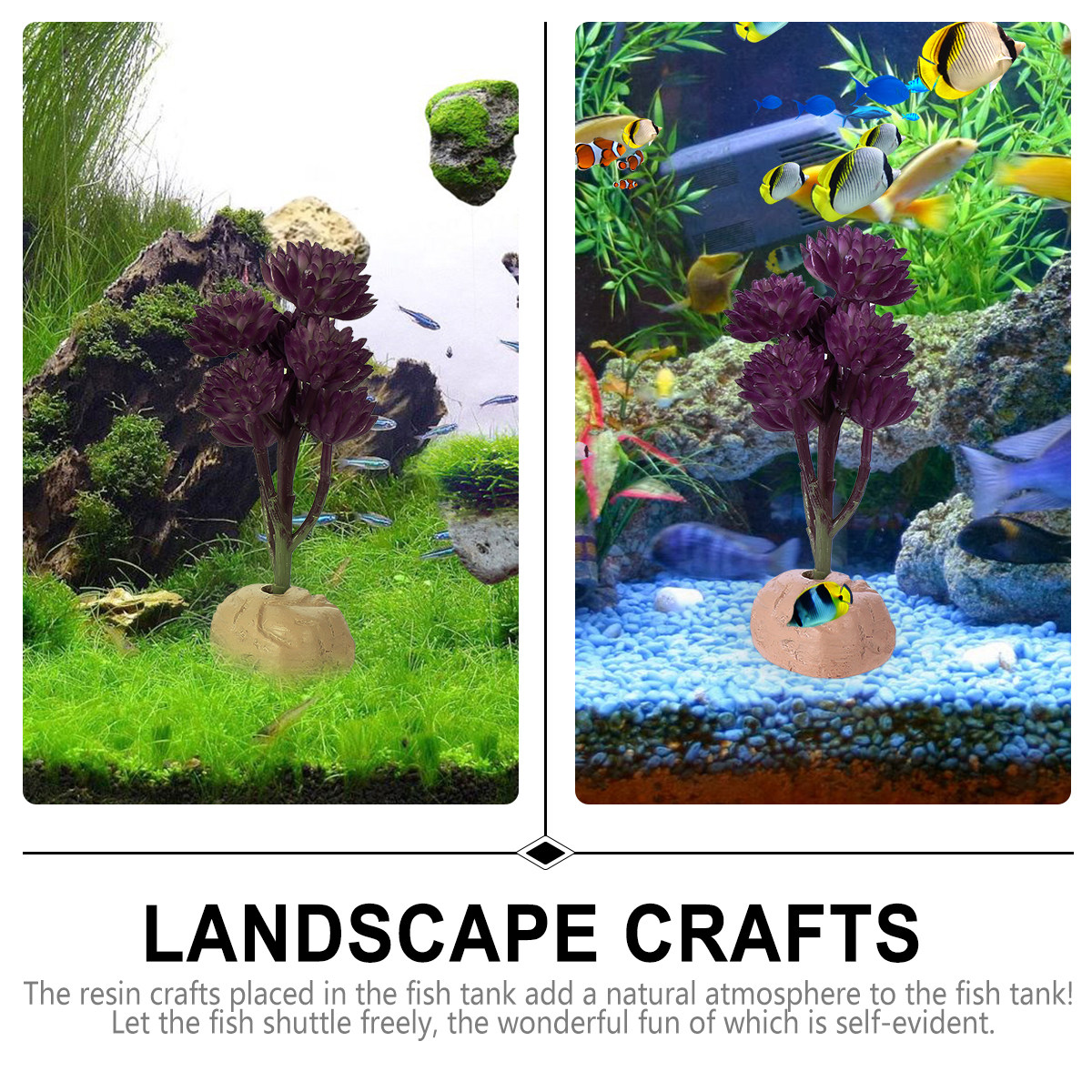 Non Planted Aquarium Fish - 7-Köpfige Lotus-Simulationspflanze aus Harz, lichtecht, wasserdicht,