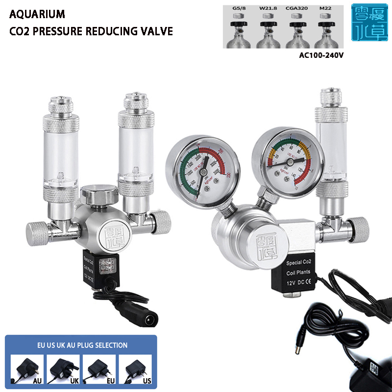 Aquarium Plant Grass - Aquarium CO2-Regler Magnetventil Blasenmesser Pflanzenwassergras-Tank CO2-Reaktionskontrollsystem