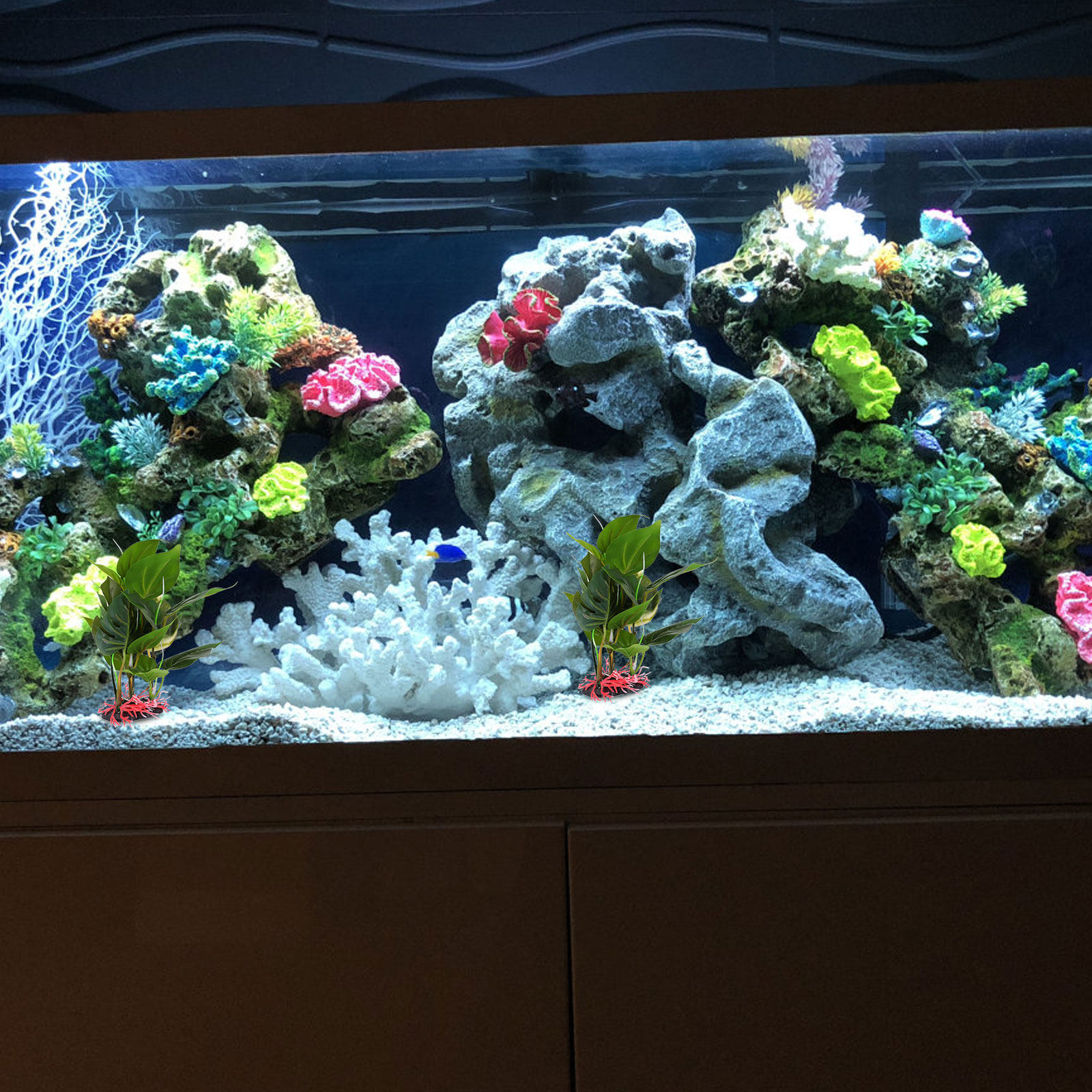 Non Planted Aquarium Fish - Lebensechte Künstliche Grünpflanze für Aquarium, Fischbecken,