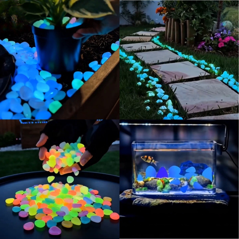 Aquarium Planted Plants - Bunte, im Dunkeln leuchtende Kieselsteine für