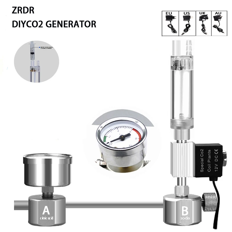 Planted Aquarium Co2 System - Aquarium DIY CO2-Reaktor-Generator-System-Kit für Aquarientanks, CO2-Regler,