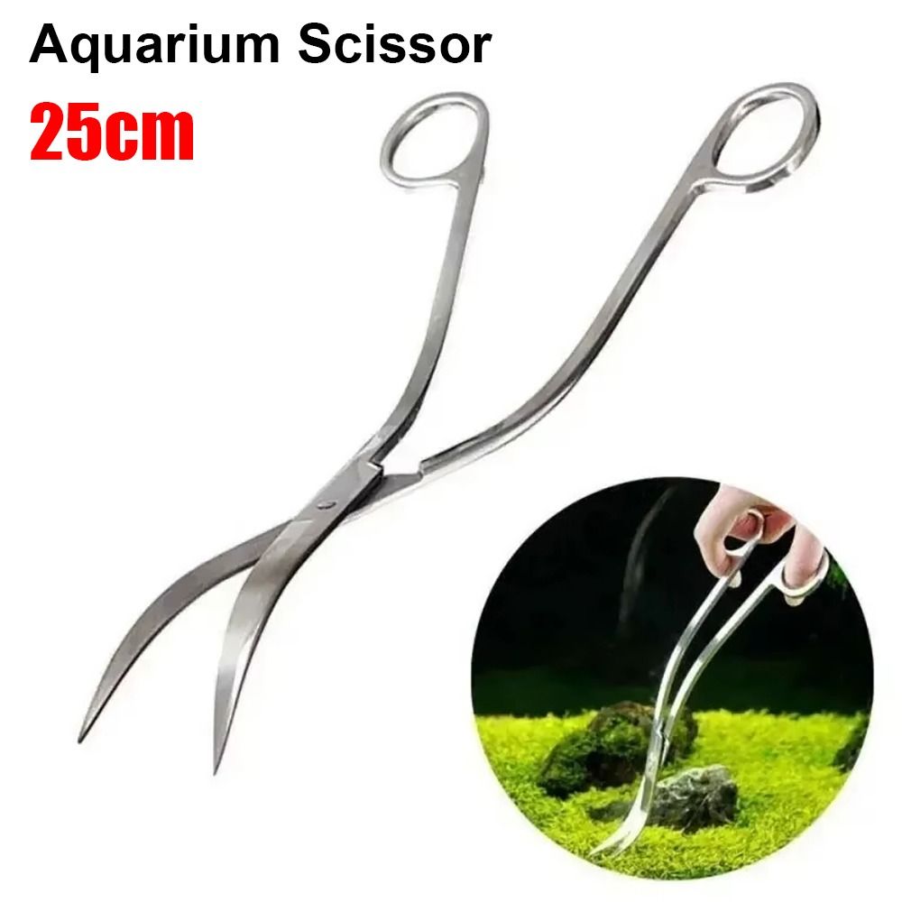 Aquarium Plant Grass - 1 Stück Edelstahl-Aquariumschere Gerade Gebogen 25cm